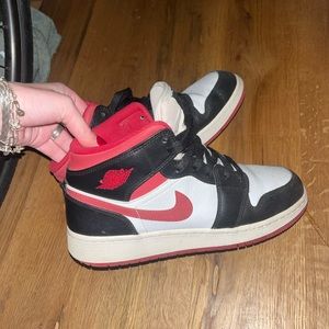 Nike jordan sneakers red and black